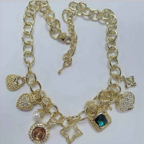 THE LUXE NK GLAM GIRL LUXURY DESIGNER INSPIRED JEWELRY COLLECTION - THE LUXURY MULTI COLORED CHARM NECKLACE