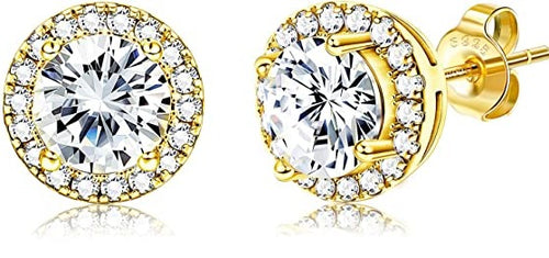 THE LUXE NK GLAM GIRL LUXURY JEWELRY COLLECTION - CZ RHINESTONE ROUND CUT HALO STUD EARRINGS - E4605-RHCL