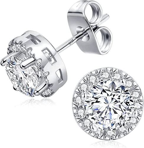 THE LUXE NK GLAM GIRL LUXURY JEWELRY COLLECTION - CZ RHINESTONE ROUND CUT HALO STUD EARRINGS - E4605-RHCL